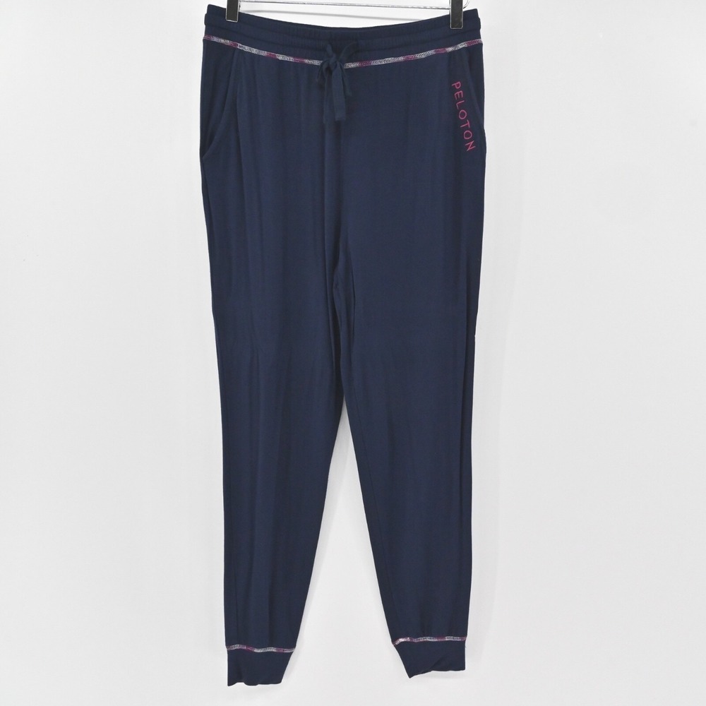 PELOTON Womens Jogger Pants Size S Navy Pink‎ Logo High Rise Loungewear Sweats